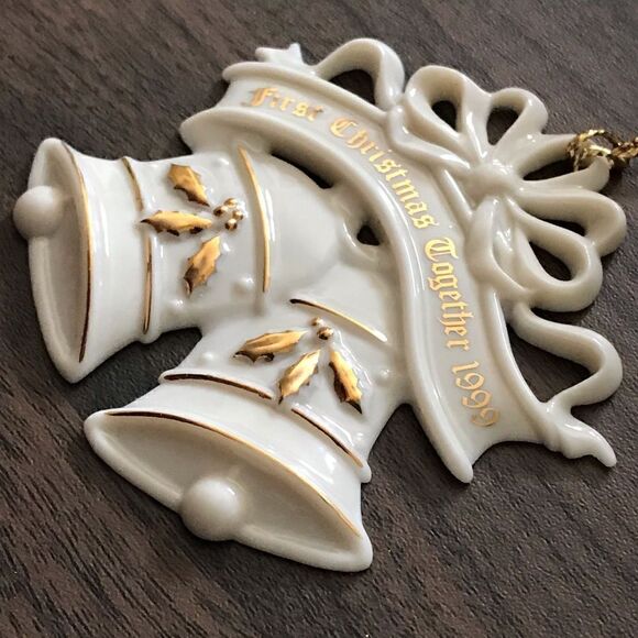 Vintage Lenox Porcelain First Christmas Together 1999 Bells Tree Ornament - Picture 6 of 10